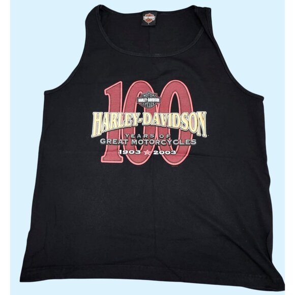 Harley-Davidson 100th Anniversary Black Sleeveless Tank Milwaukee WI 1903-2003 - Picture 2 of 5